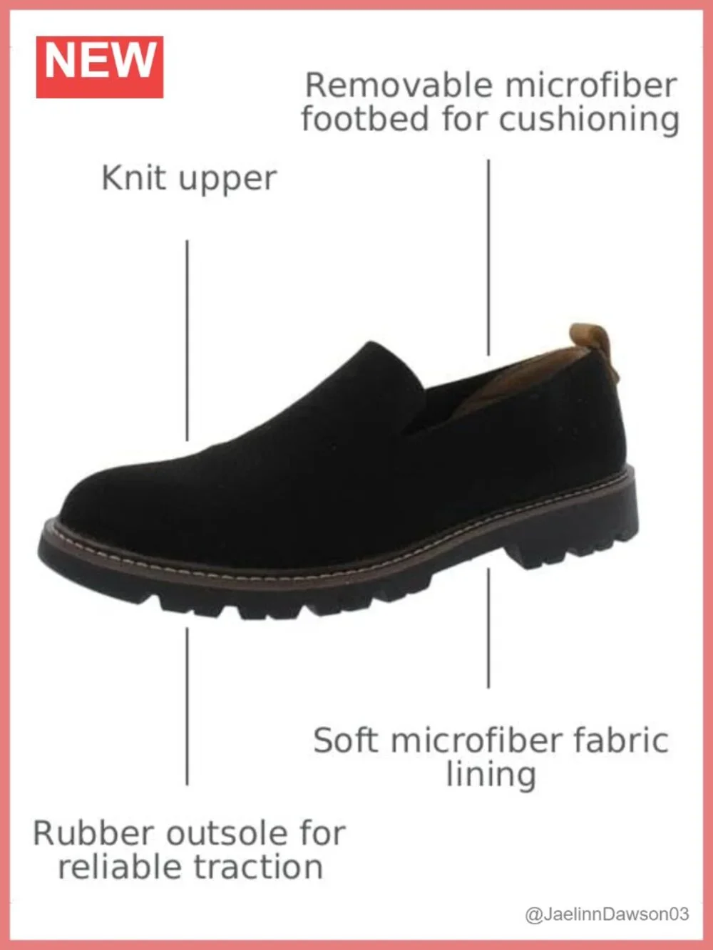 Women's Knit Loafer Block Heel Slip-On Comfort Shoes with Microfiber Footbed